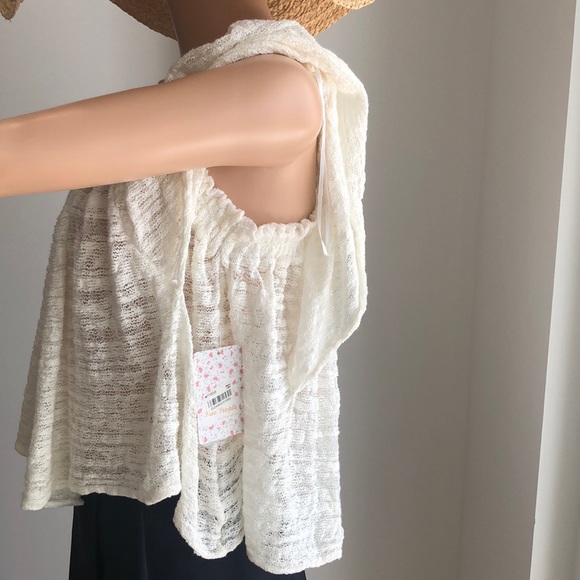 FREE PEOPLE OPEN STITCH CROPPED KNIT IN IVORY - Picture 3 of 7